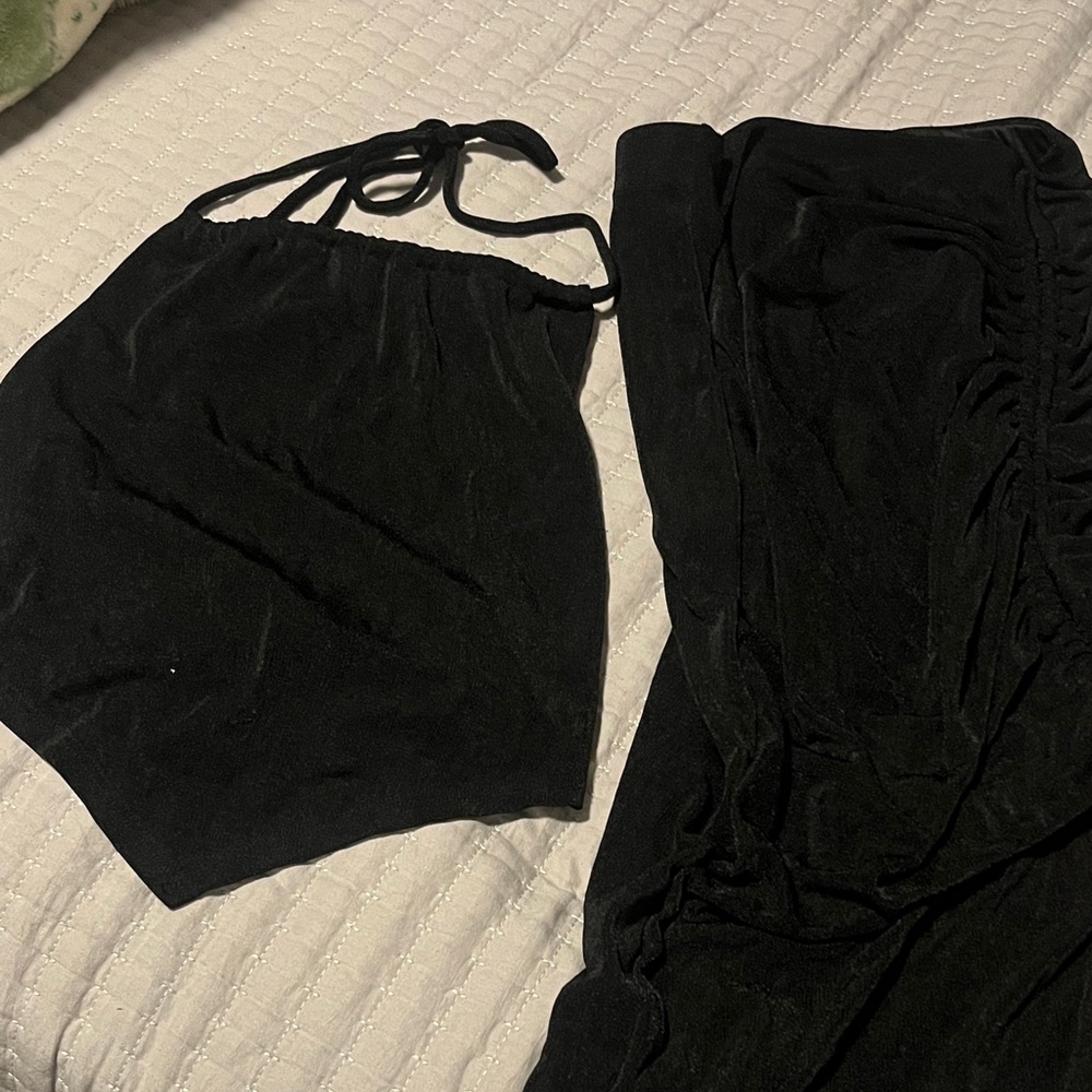 Black Halter Top and Skirt Set